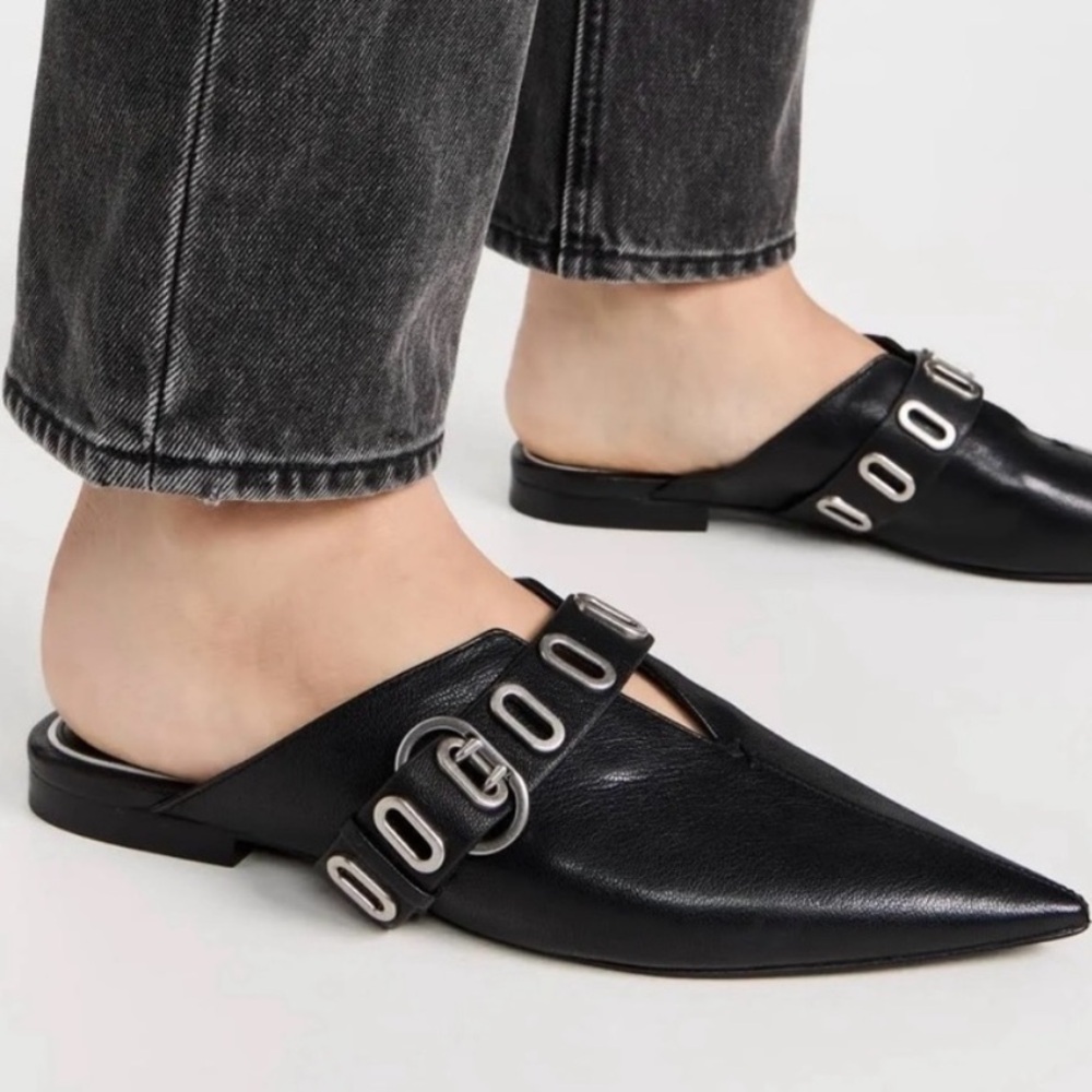 Rag & Bone Victory Mule Leather Mule with Buckle Detail